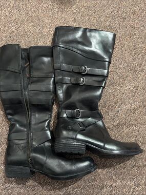Born Black Mid-Calf Buckle Riding Boots
